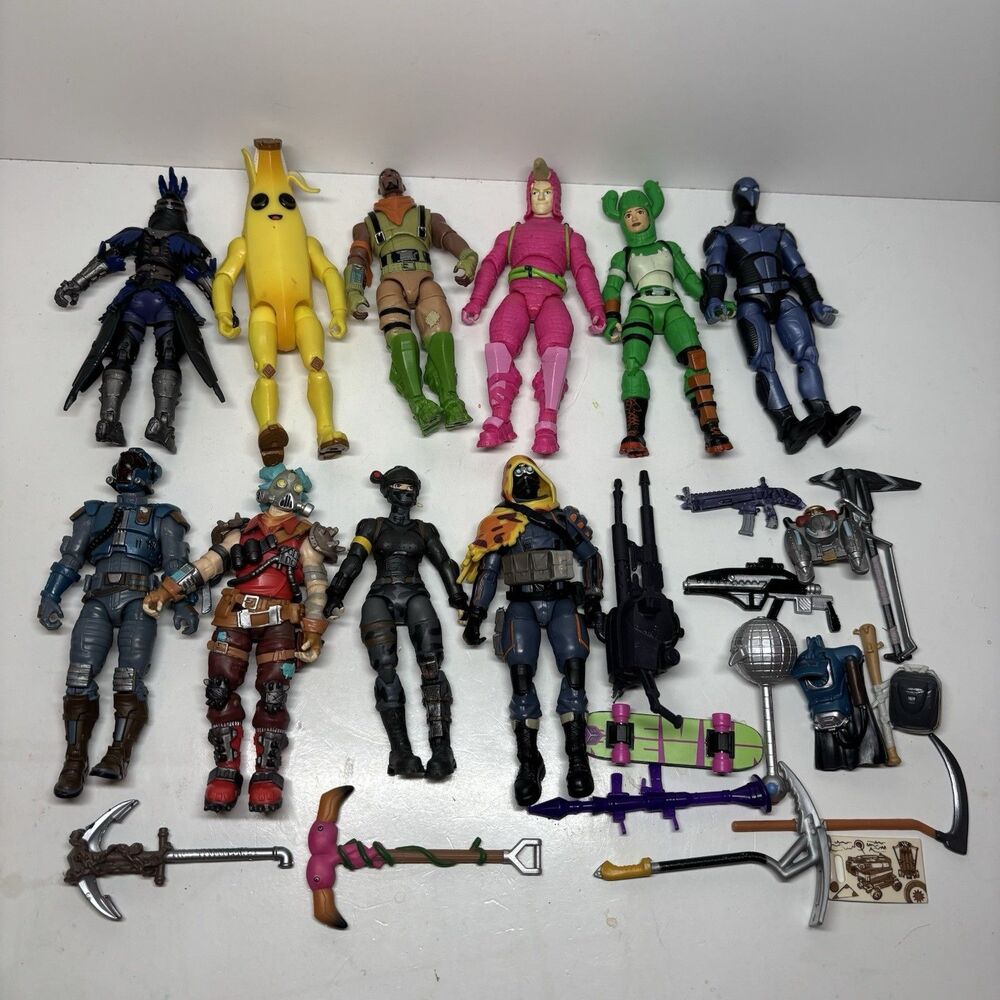 Fortnite Action Figure Lot Jazwares 4" Peely Raven Rust Lord Figures Accessories